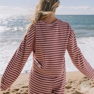 Daily Drills Stripe Set - Dusty Rose/Wine